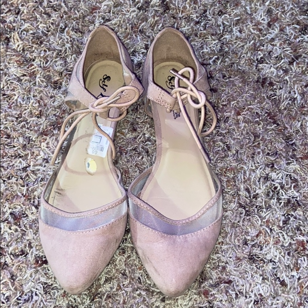 Suede nude dress shoes